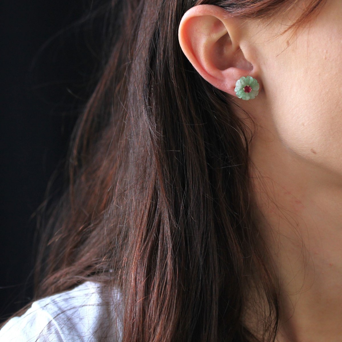 Boucles d'oreilles rubis et jades-photo-2