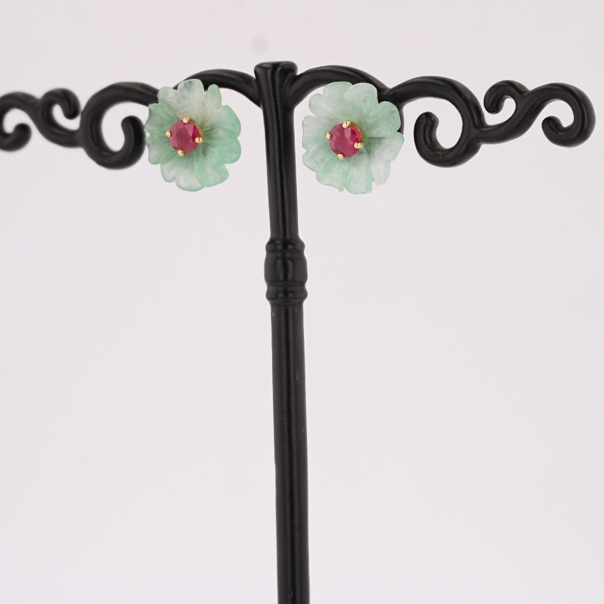 Boucles d'oreilles rubis et jades-photo-4
