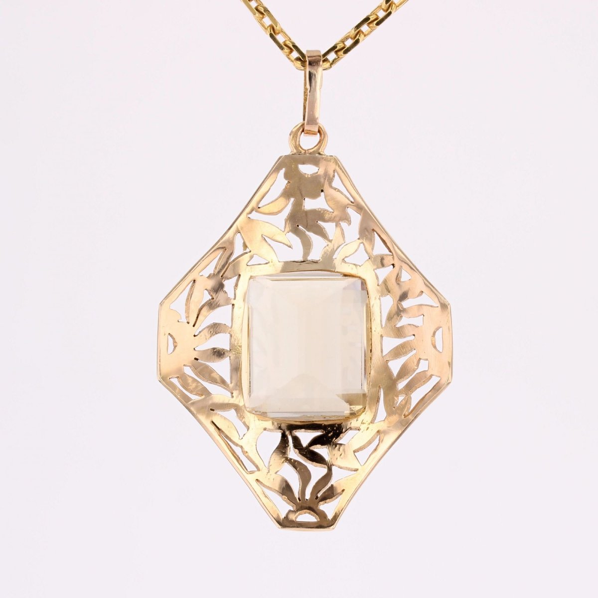 Pendentif ancien citrine et son décor floral-photo-6