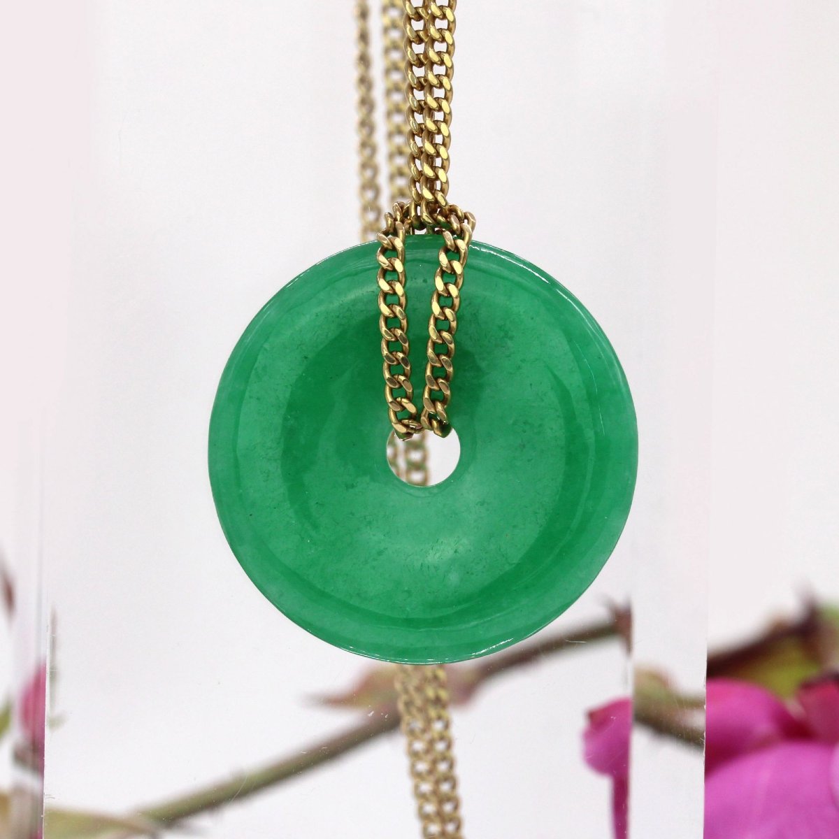 Chaine or jaune et son disque de jade-photo-3