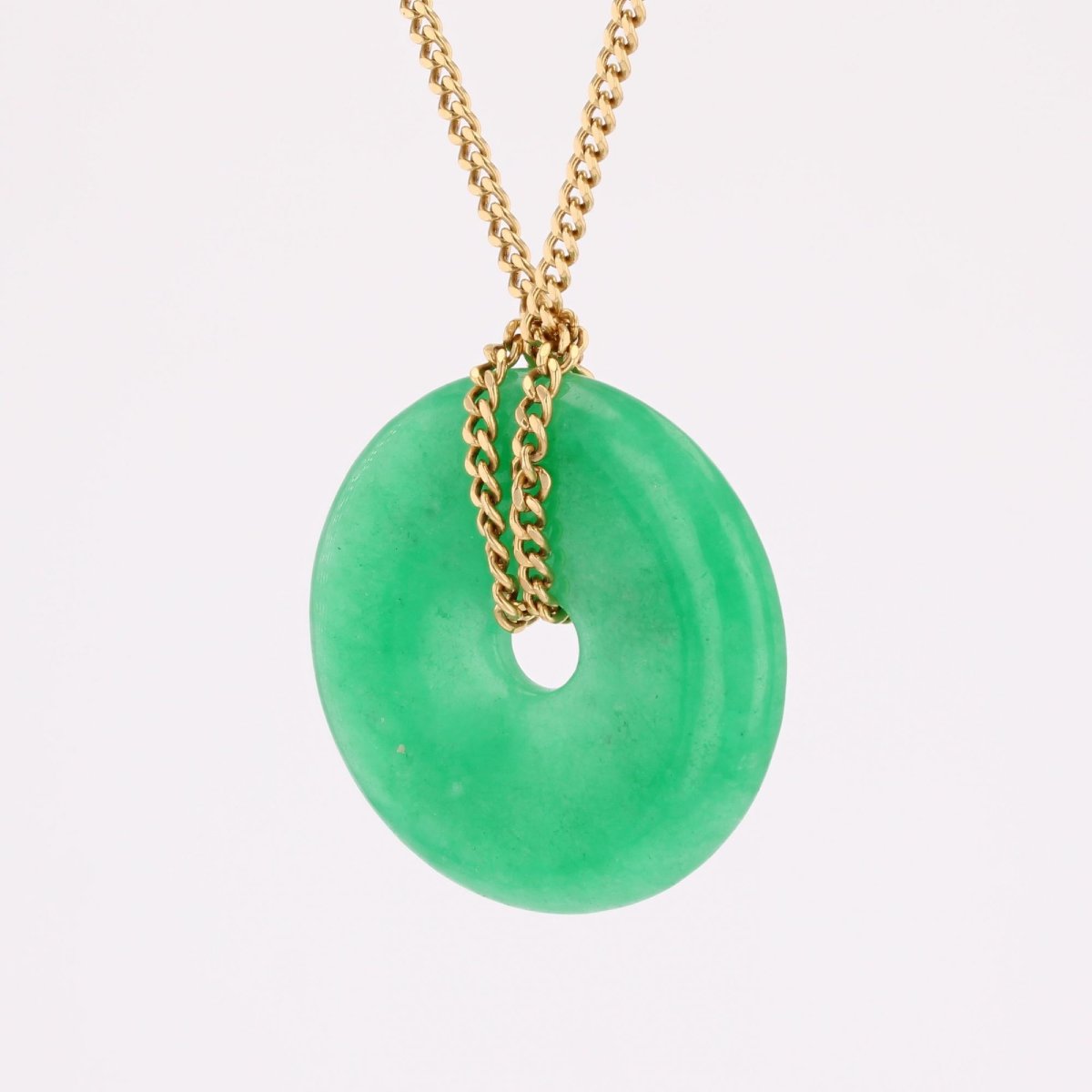 Chaine or jaune et son disque de jade-photo-4