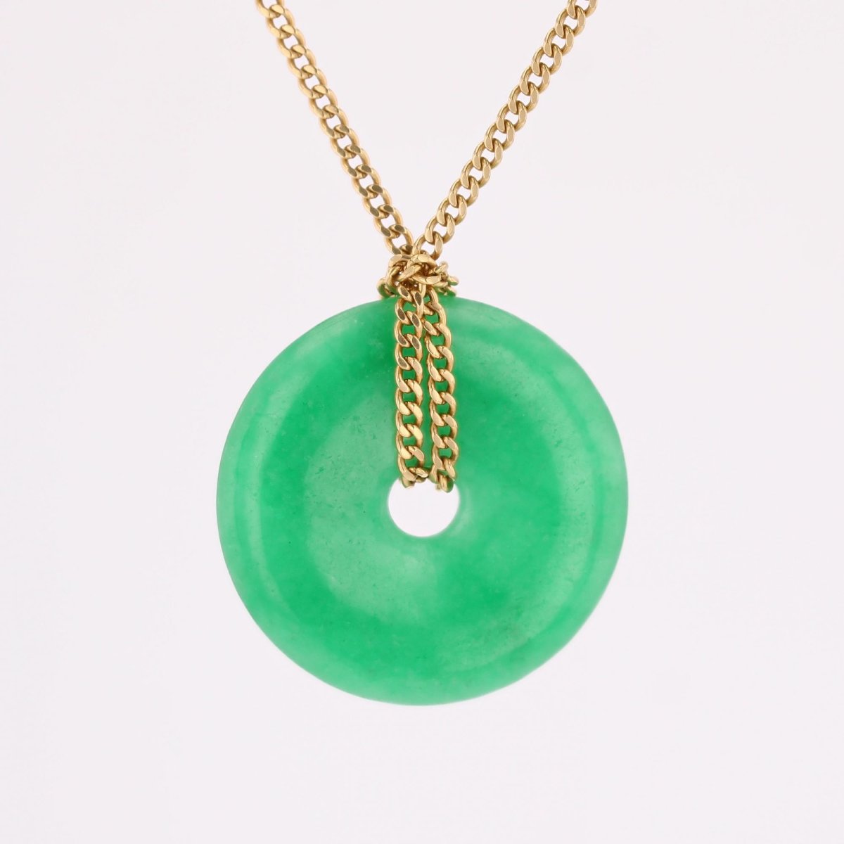 Chaine or jaune et son disque de jade-photo-3