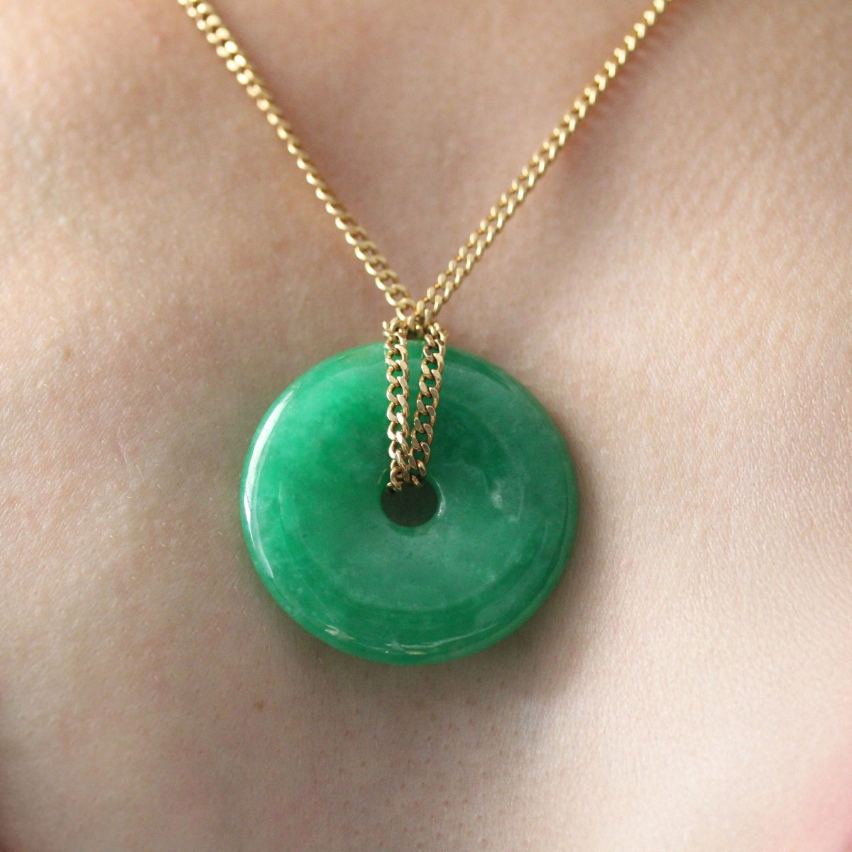 Chaine or jaune et son disque de jade-photo-4