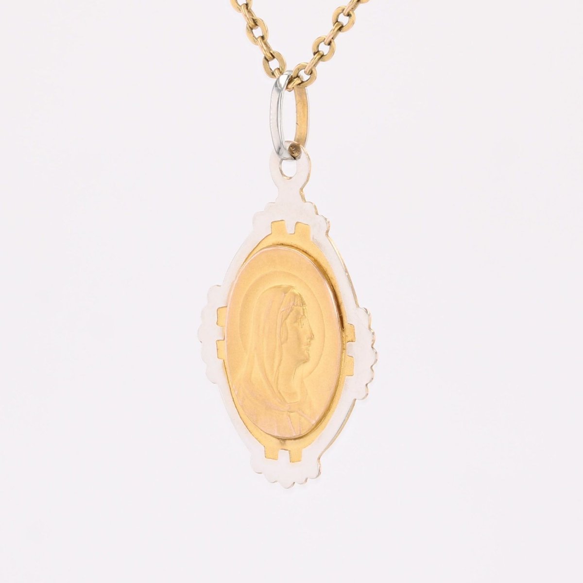 Antique Two-tone Gold Medal Of The Virgin Mary-photo-1
