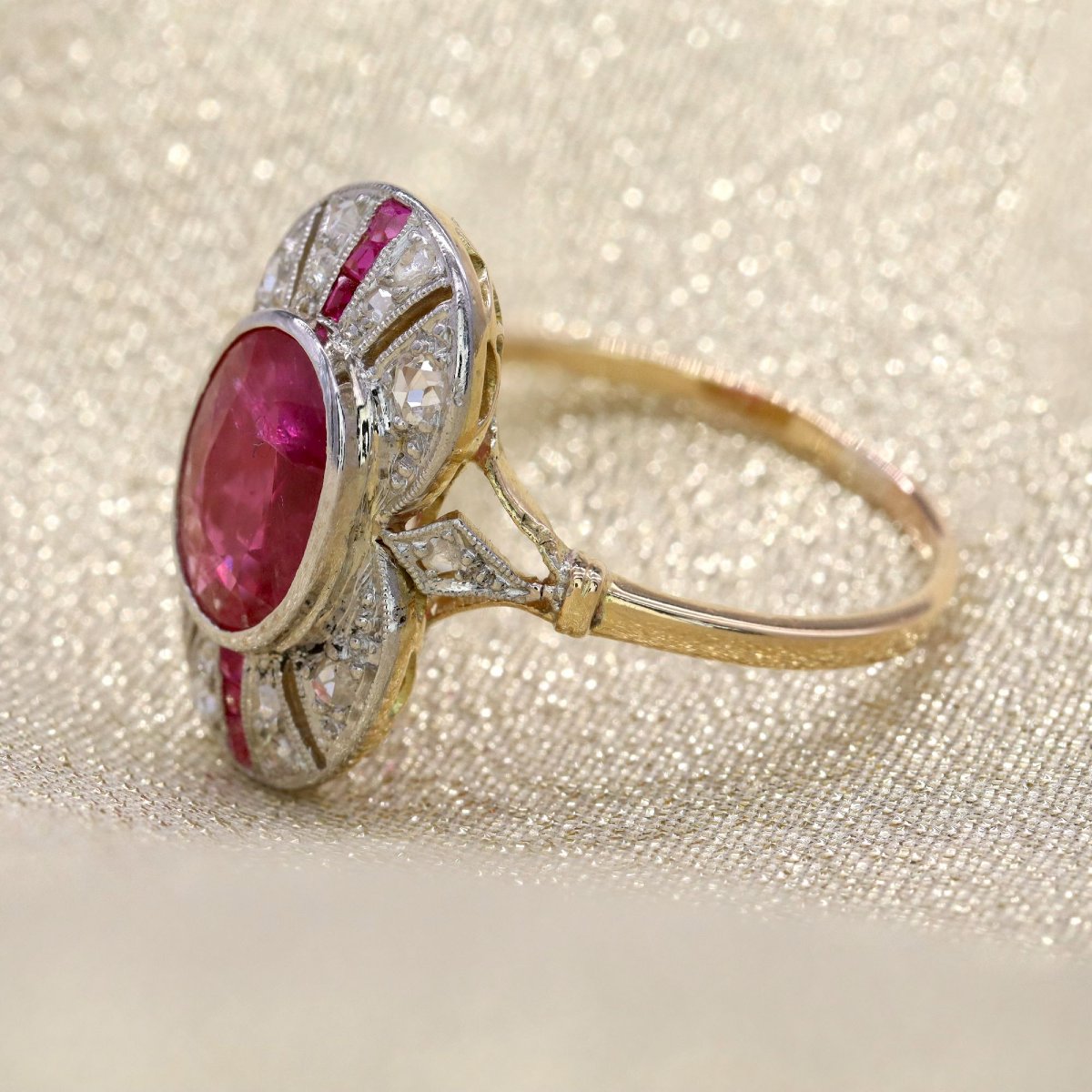 Bague art déco rubis diamants-photo-3