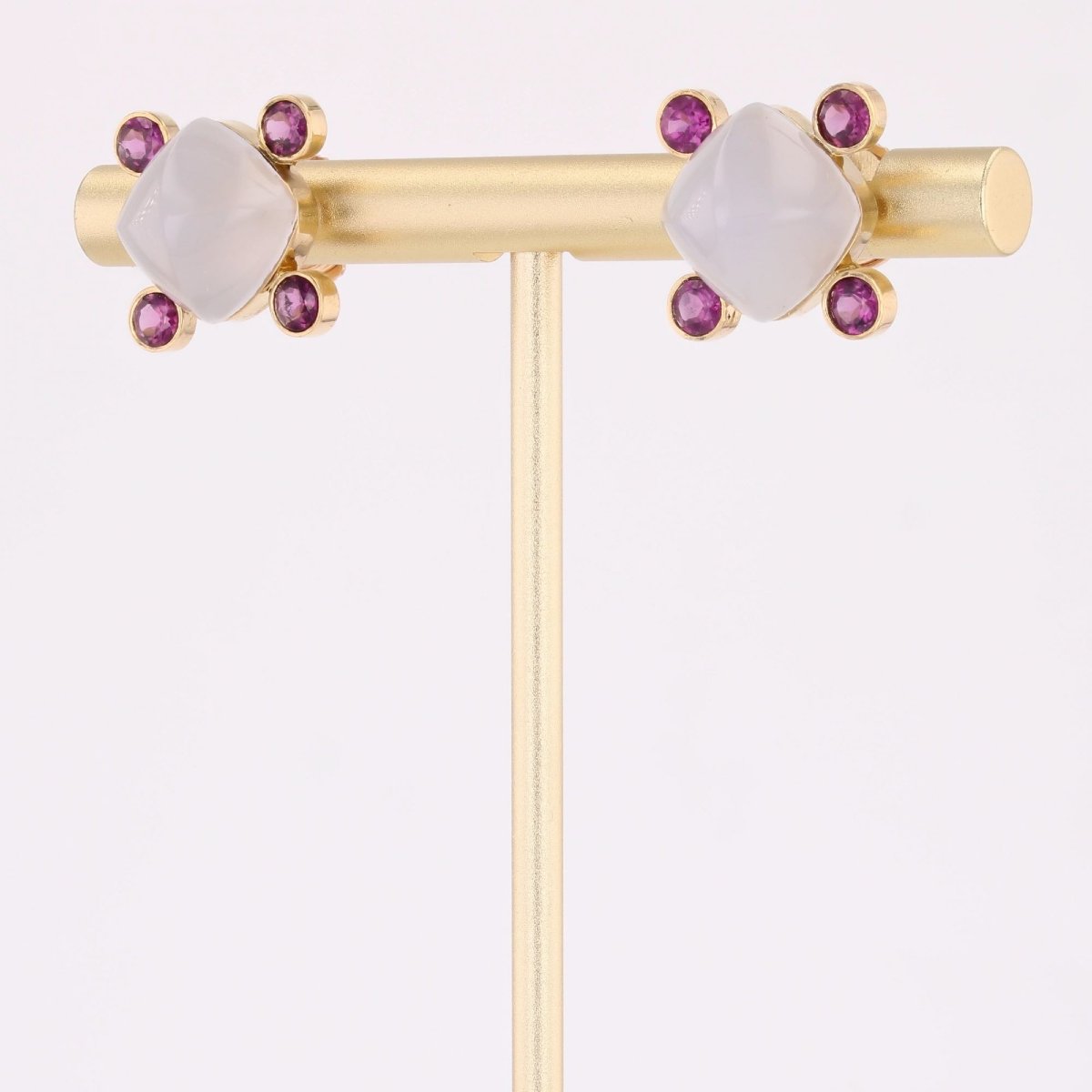 Sugarloaf Chalcedony And Garnet Earrings-photo-4