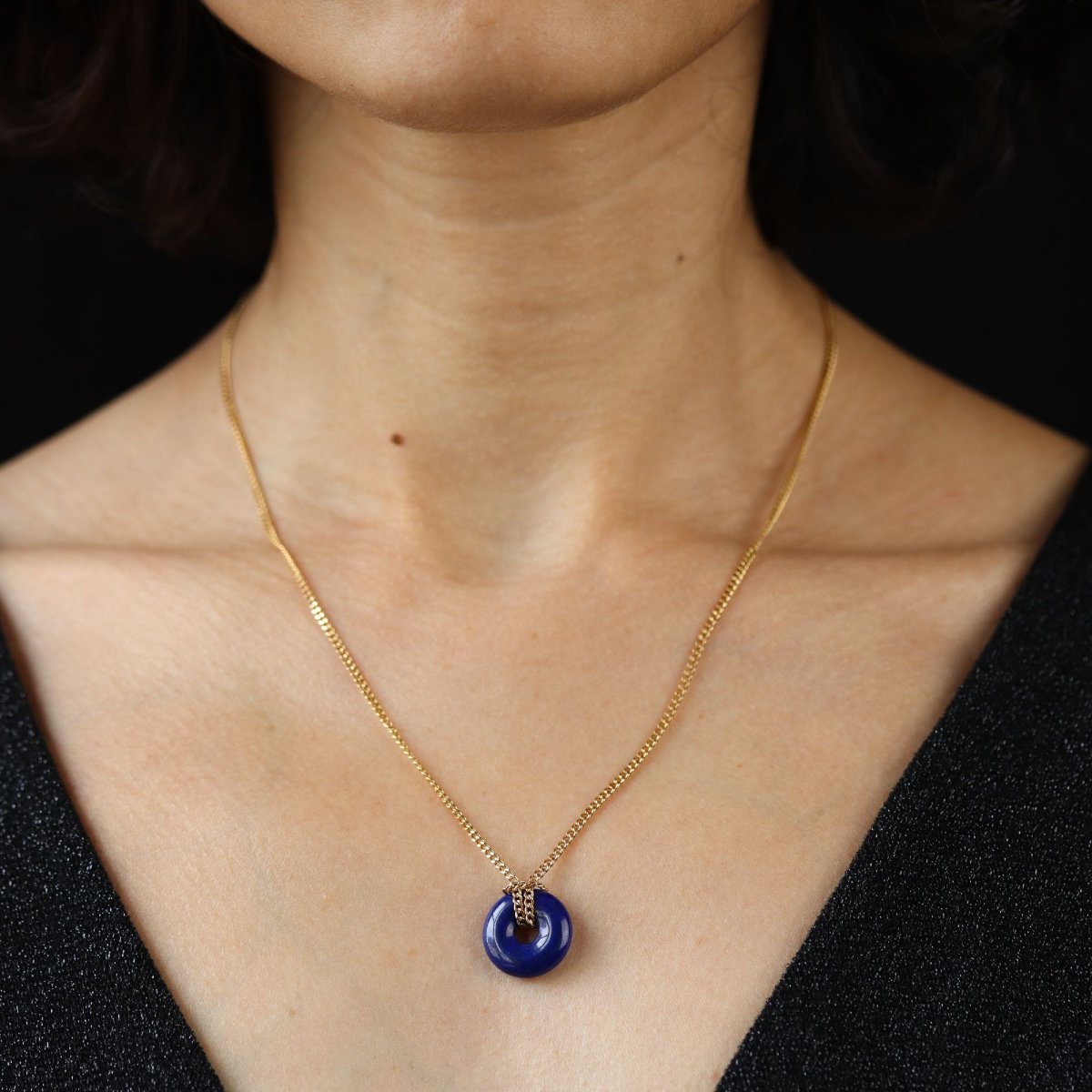 Lapis Lazuli Disc Pendant And Chain-photo-2