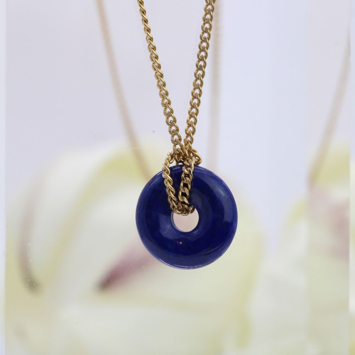 Lapis Lazuli Disc Pendant And Chain-photo-3
