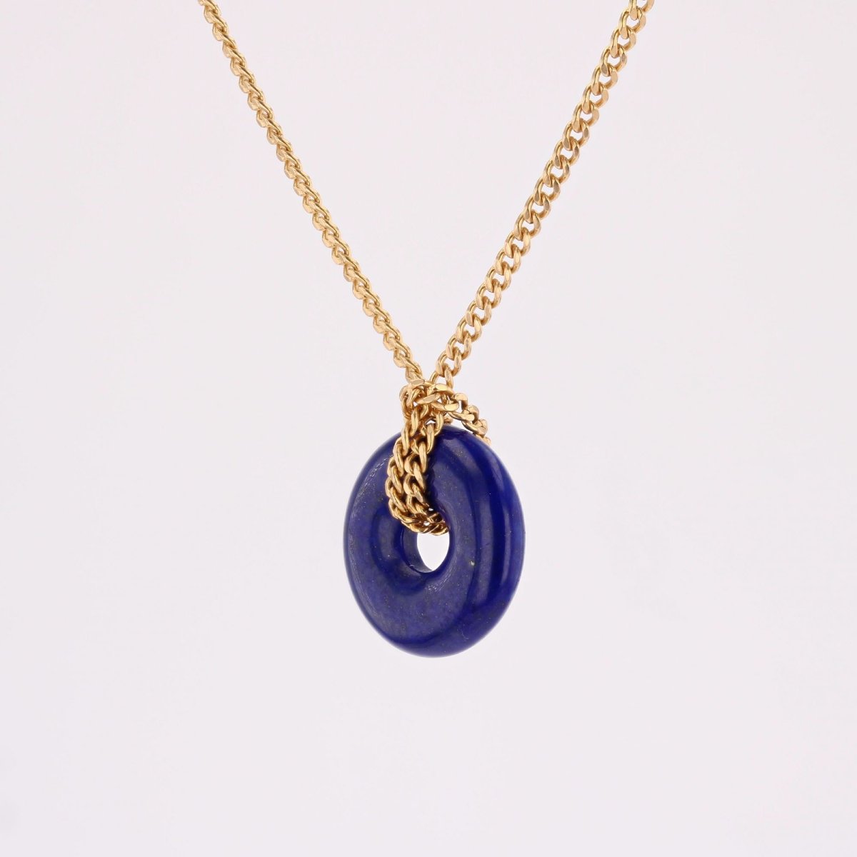 Lapis Lazuli Disc Pendant And Chain-photo-1