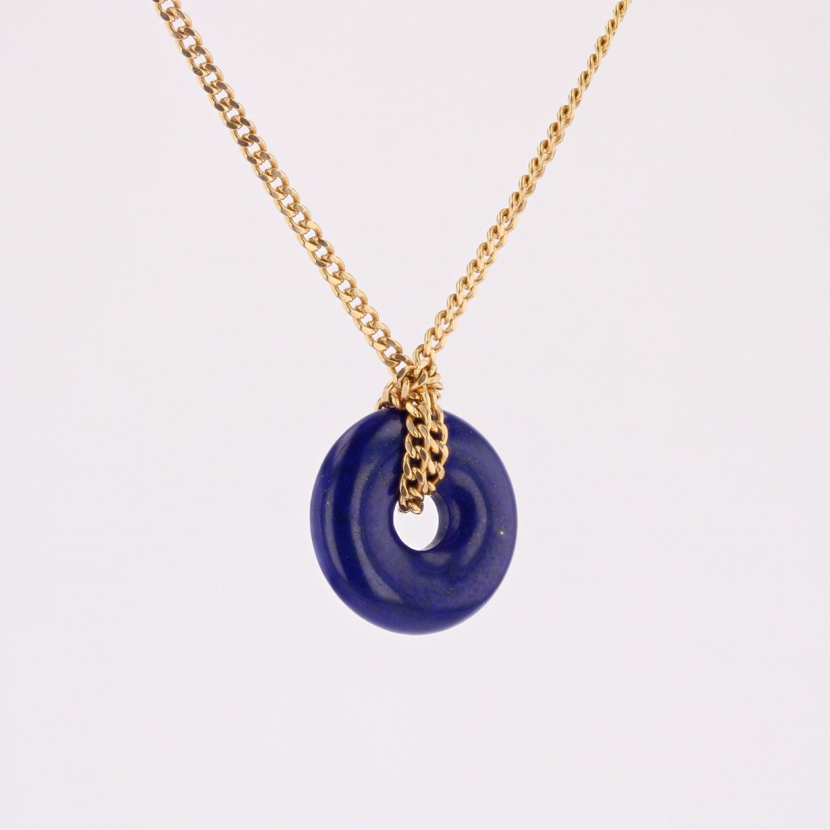 Lapis Lazuli Disc Pendant And Chain-photo-2
