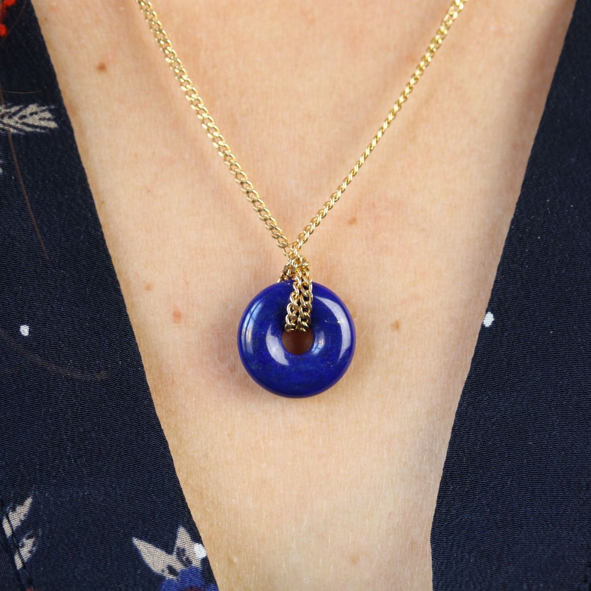 Lapis Lazuli Disc Pendant And Chain-photo-6