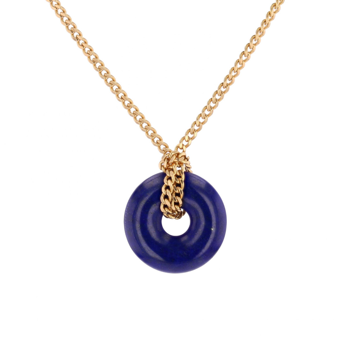 Lapis Lazuli Disc Pendant And Chain
