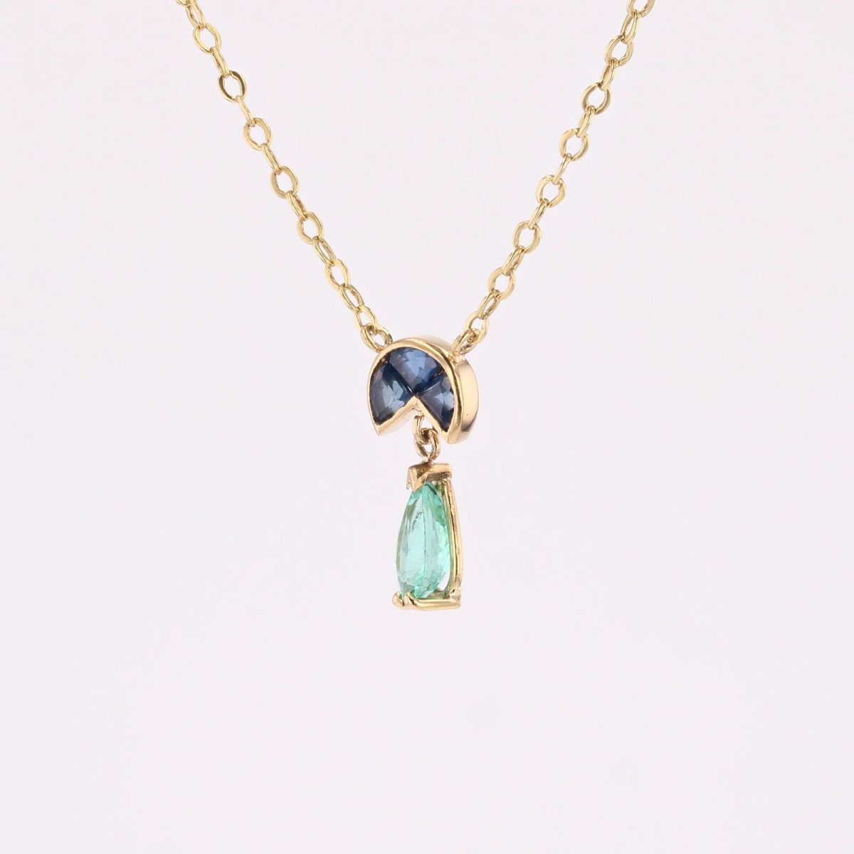 Paraiba Tourmaline, Sapphire And Yellow Gold Necklace-photo-4