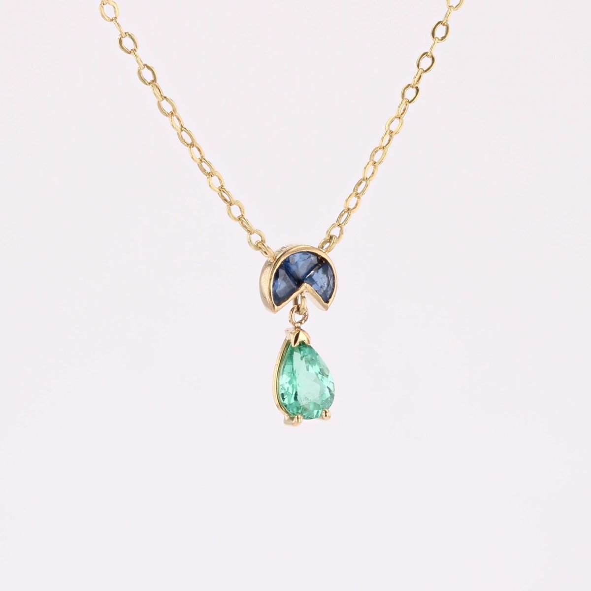 Paraiba Tourmaline, Sapphire And Yellow Gold Necklace-photo-1