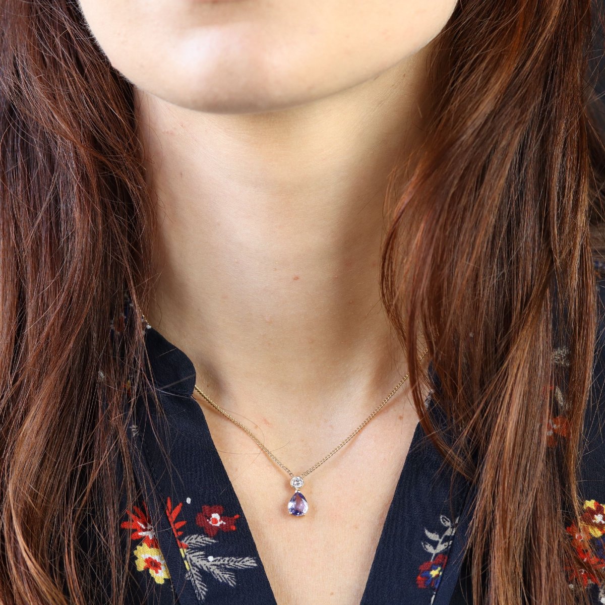 Tanzanite And Diamond Gold Necklace-photo-2