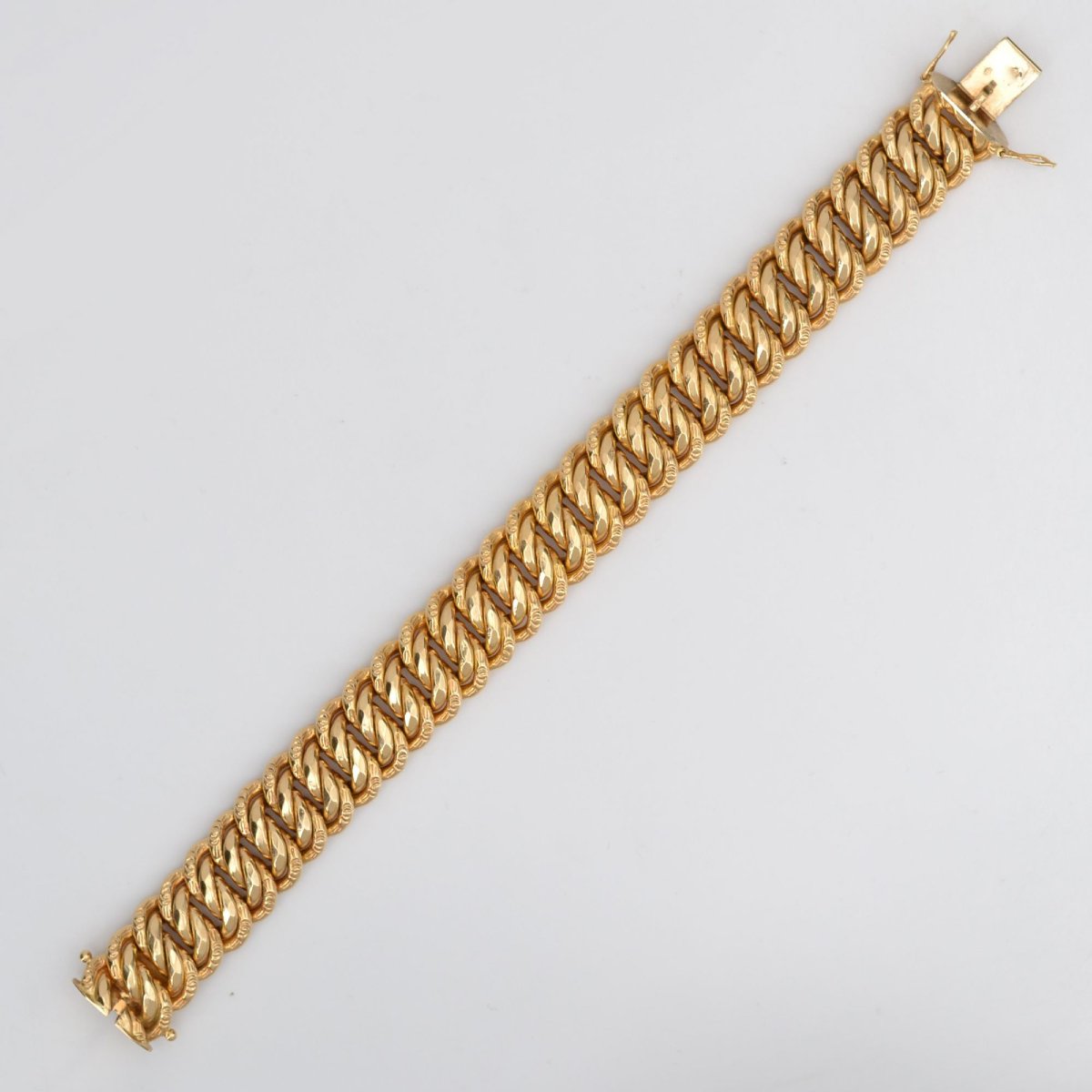 Bracelet maille gourmette ciselée or jaune-photo-3