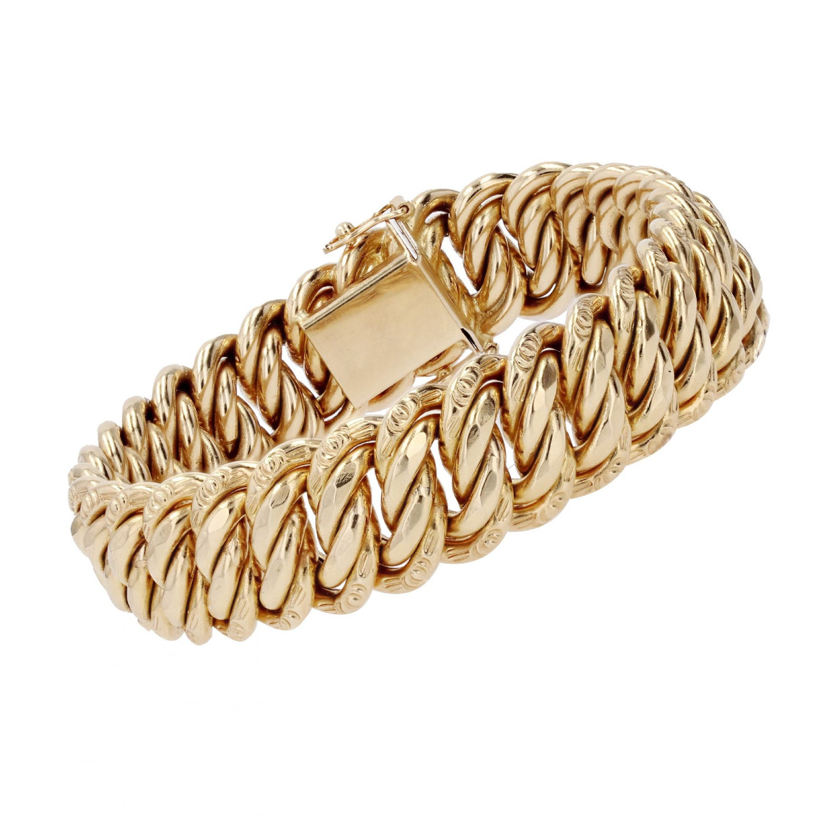 Bracelet maille gourmette ciselée or jaune