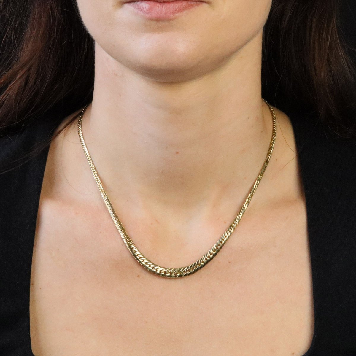 Collier gourmette en chute maille aplatie-photo-2
