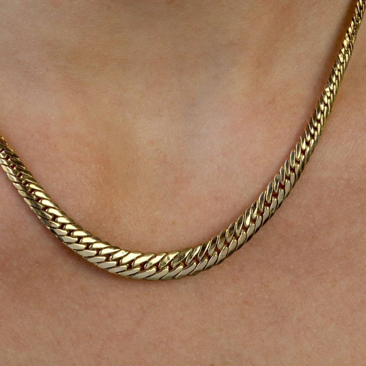 Collier gourmette en chute maille aplatie-photo-1