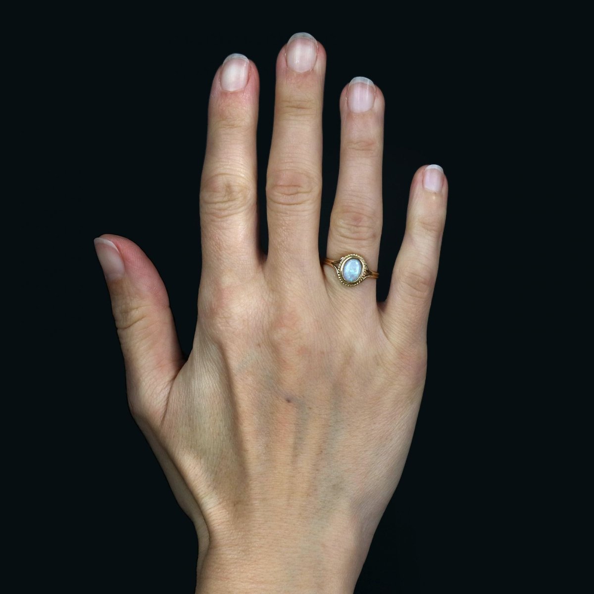 Bague opale or jaune torsadé-photo-2