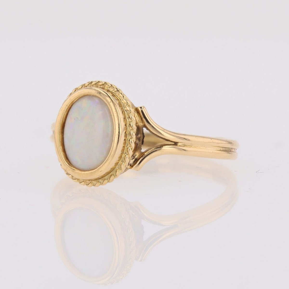 Bague opale or jaune torsadé-photo-4