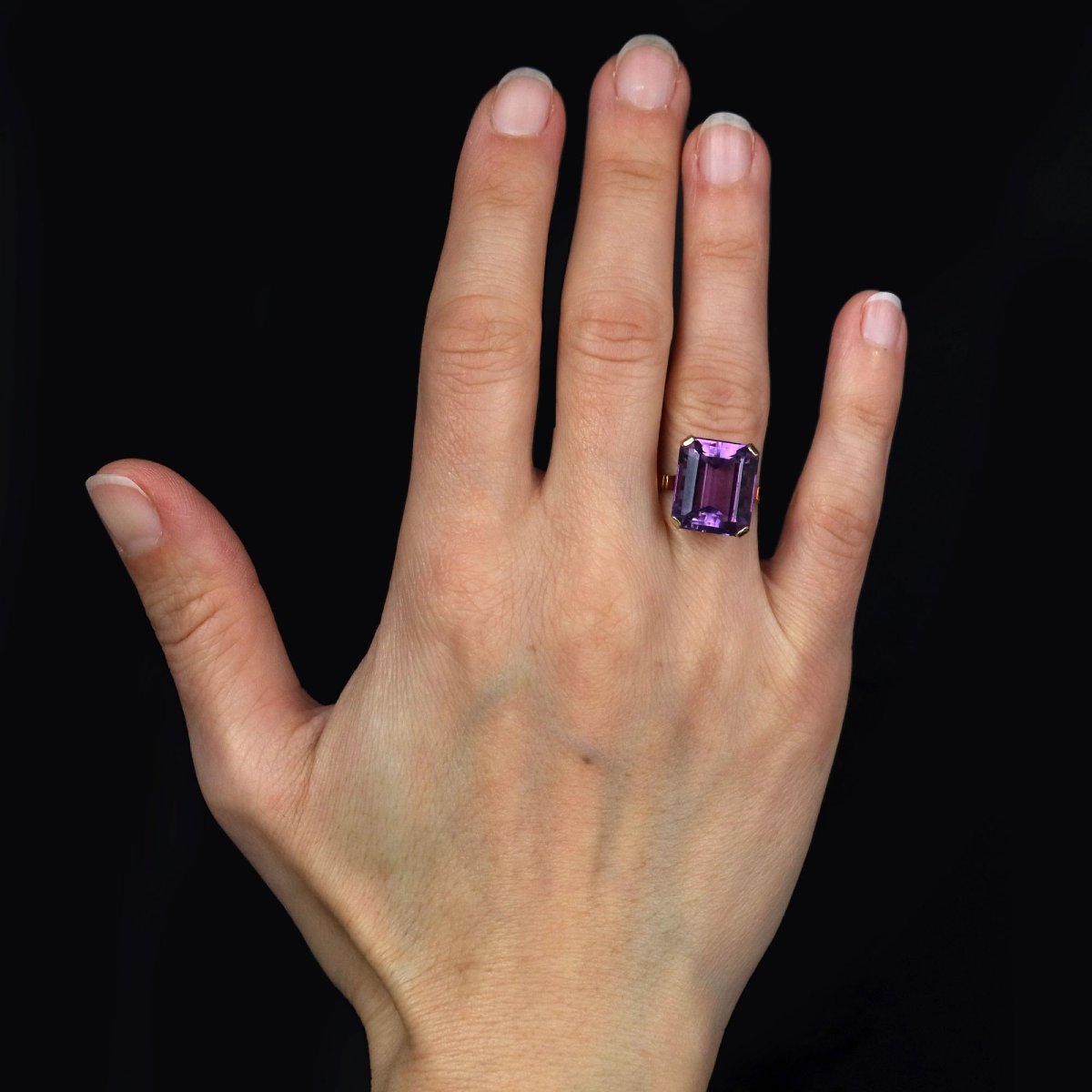 Gold Amethyst Cocktail Ring-photo-2