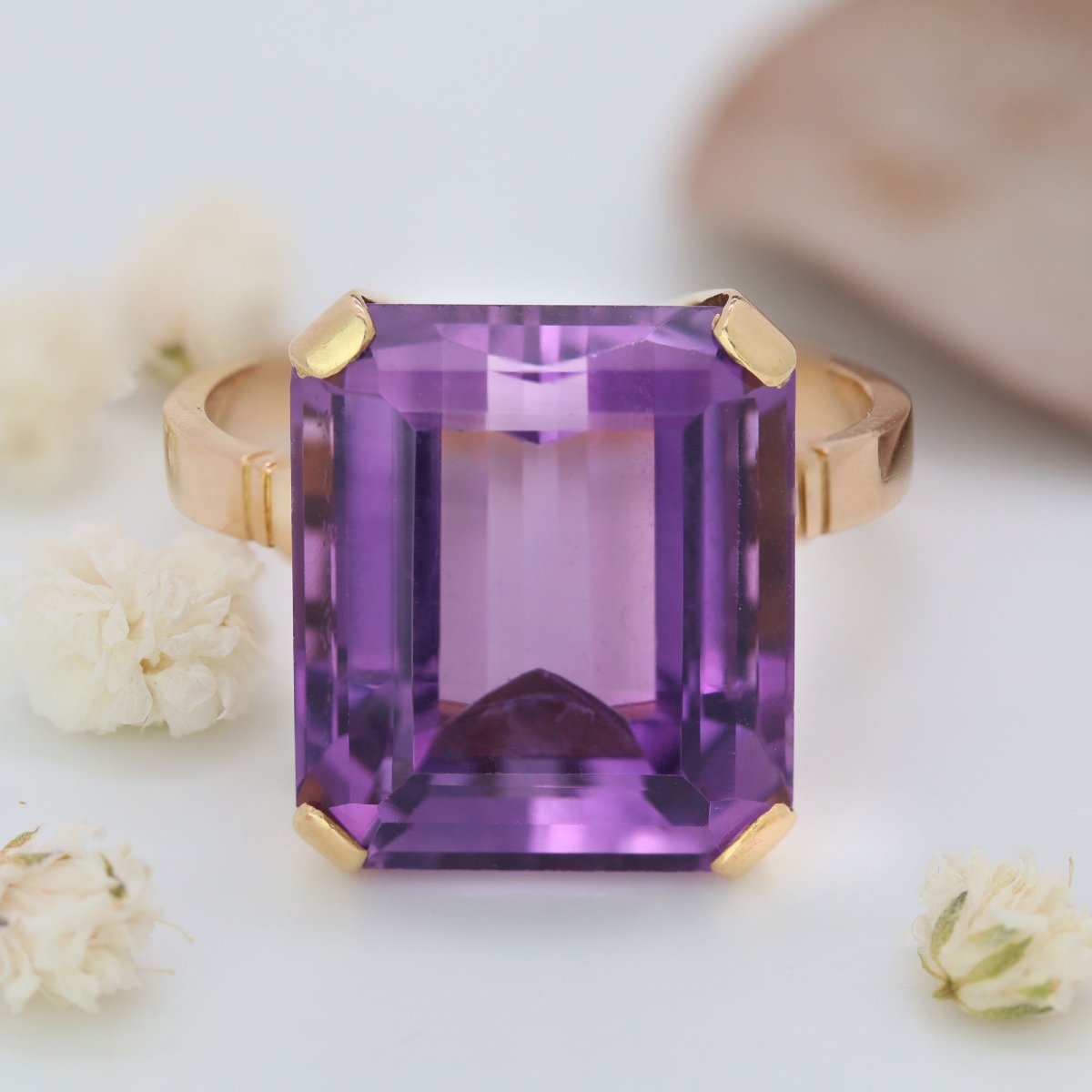 Gold Amethyst Cocktail Ring-photo-3