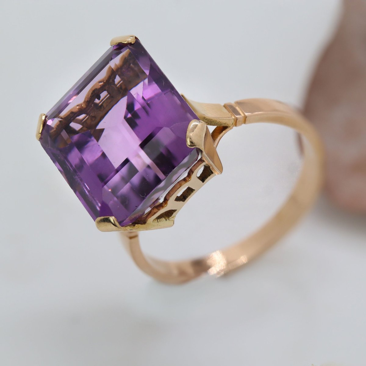 Gold Amethyst Cocktail Ring-photo-3