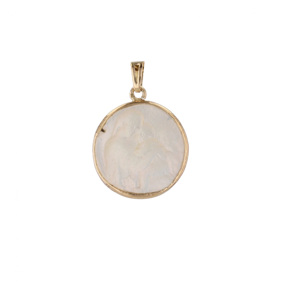 Mother-of-pearl Medal Of The Virgin And Child