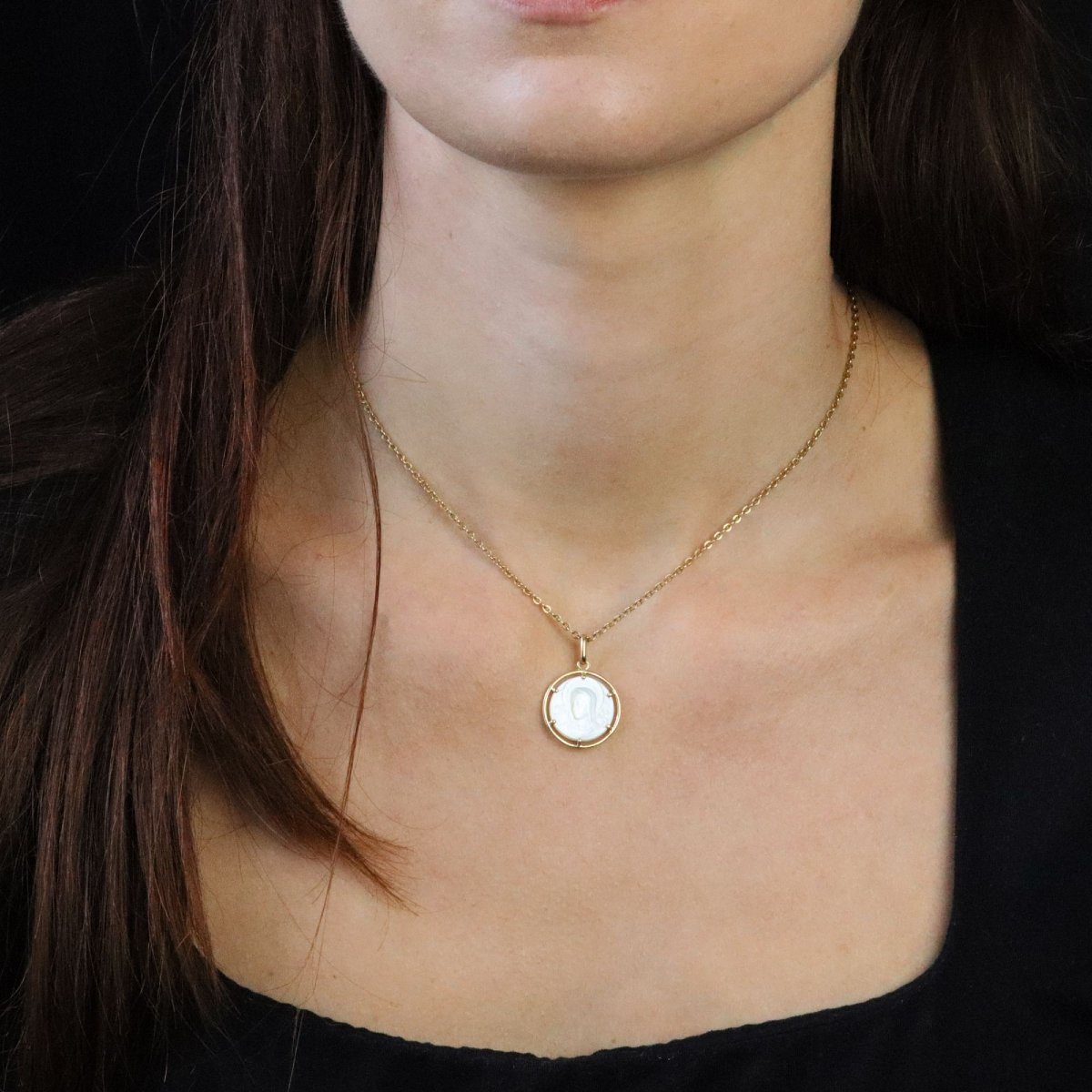 Médaille Vierge or jaune nacre-photo-2