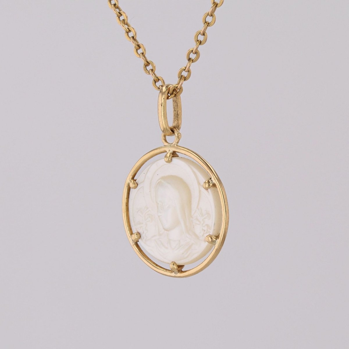 Médaille Vierge or jaune nacre-photo-4