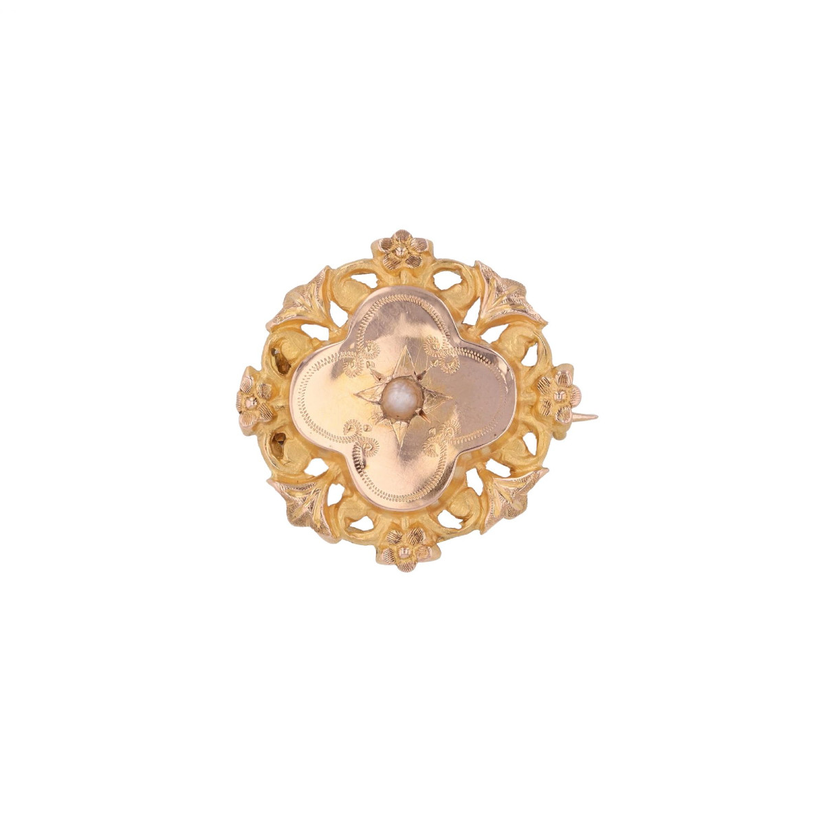 Small Rose Gold And Fine Pearl Collar Brooch