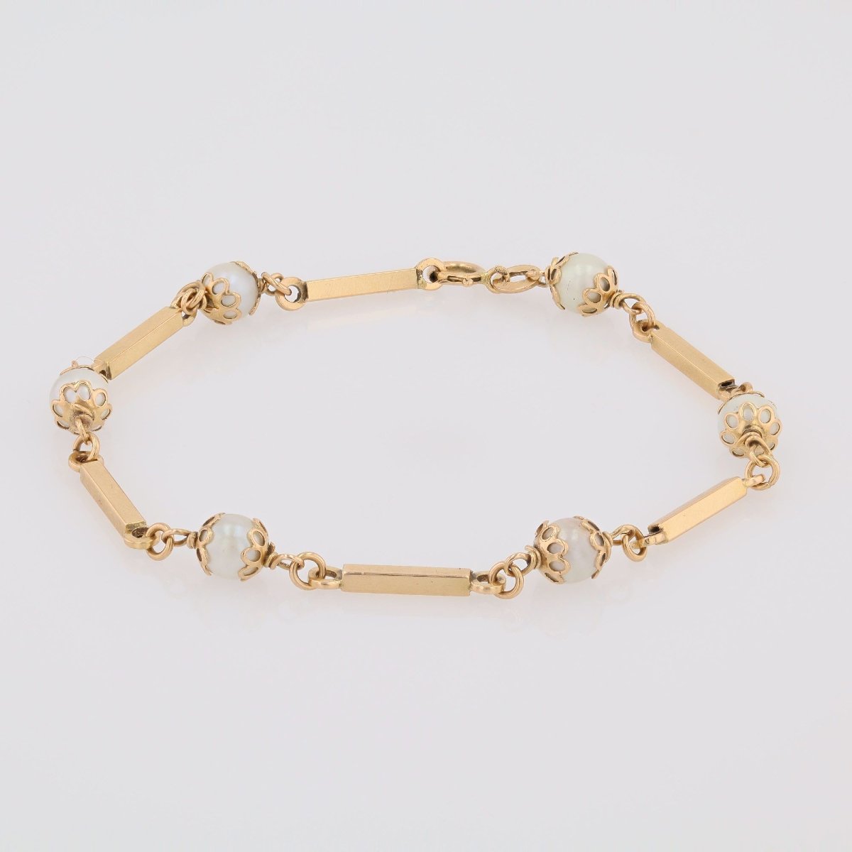 Bracelet perles de culture et barrettes d'or-photo-4