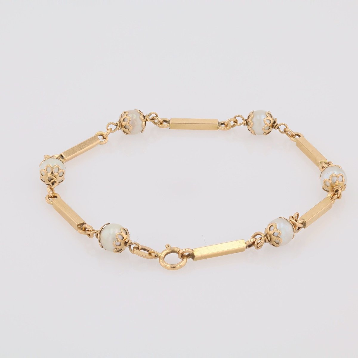 Bracelet perles de culture et barrettes d'or-photo-1