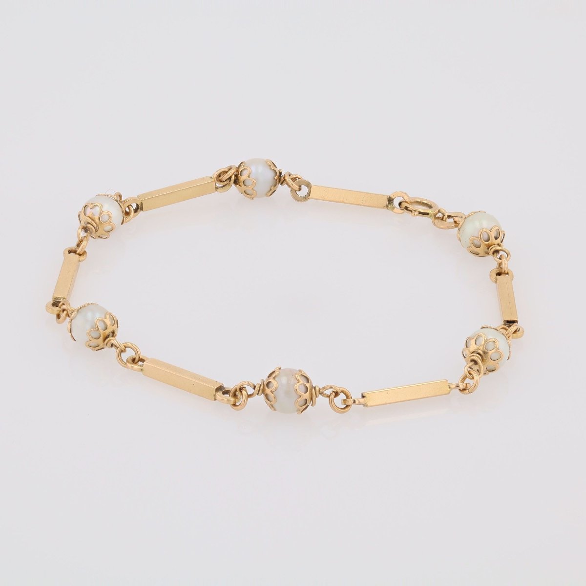 Bracelet perles de culture et barrettes d'or-photo-4