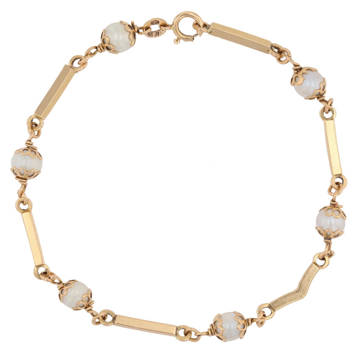 Bracelet perles de culture et barrettes d'or