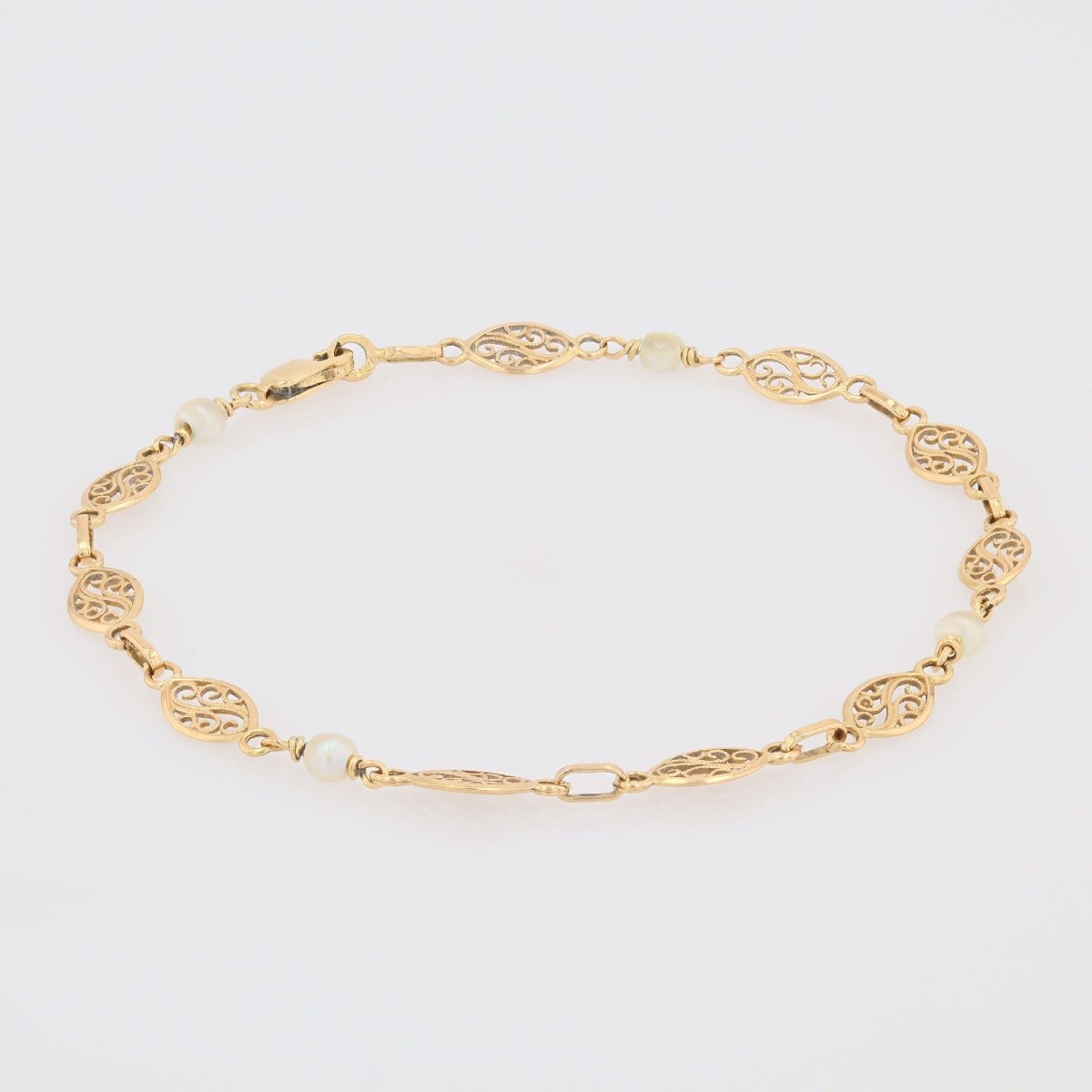 Bracelet filigranes or et perles-photo-1