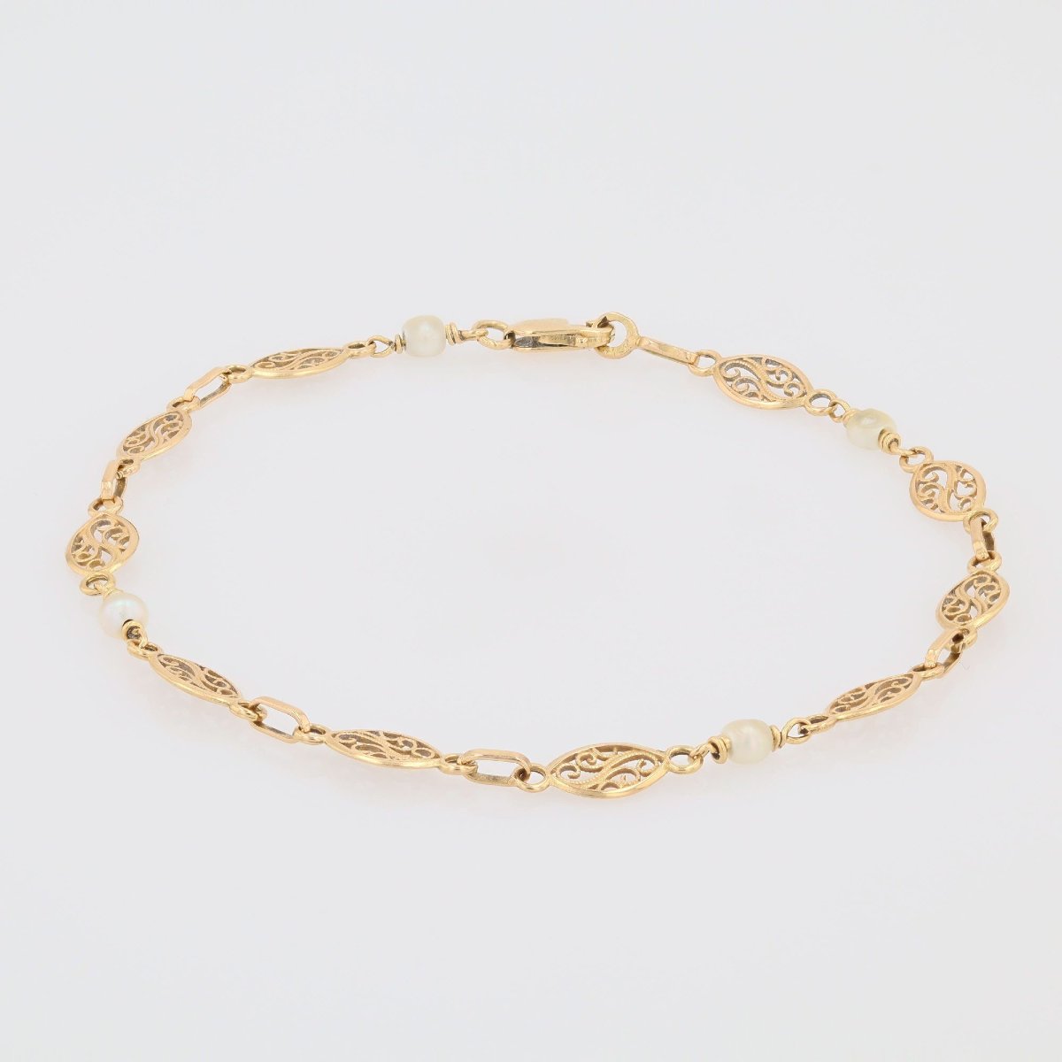 Bracelet filigranes or et perles-photo-5