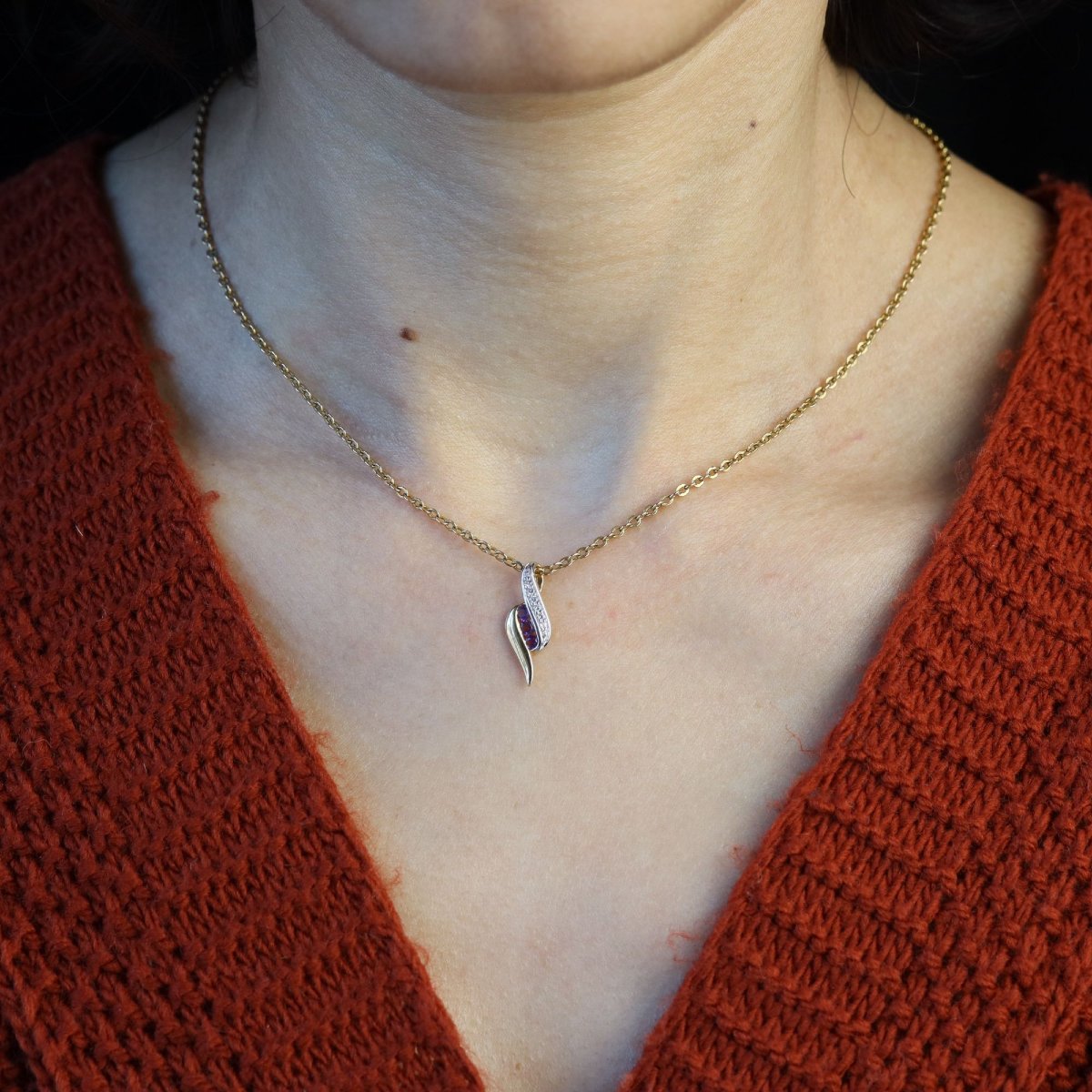 Amethyst And Diamond Pendant, Pre-owned Gold-photo-2