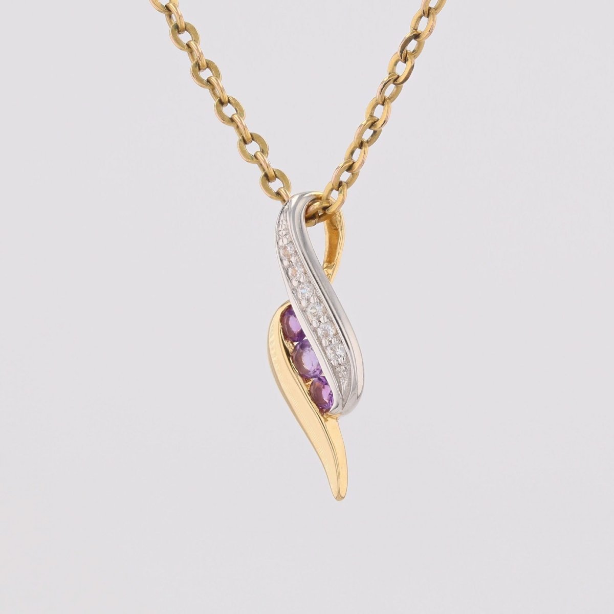 Amethyst And Diamond Pendant, Pre-owned Gold-photo-4