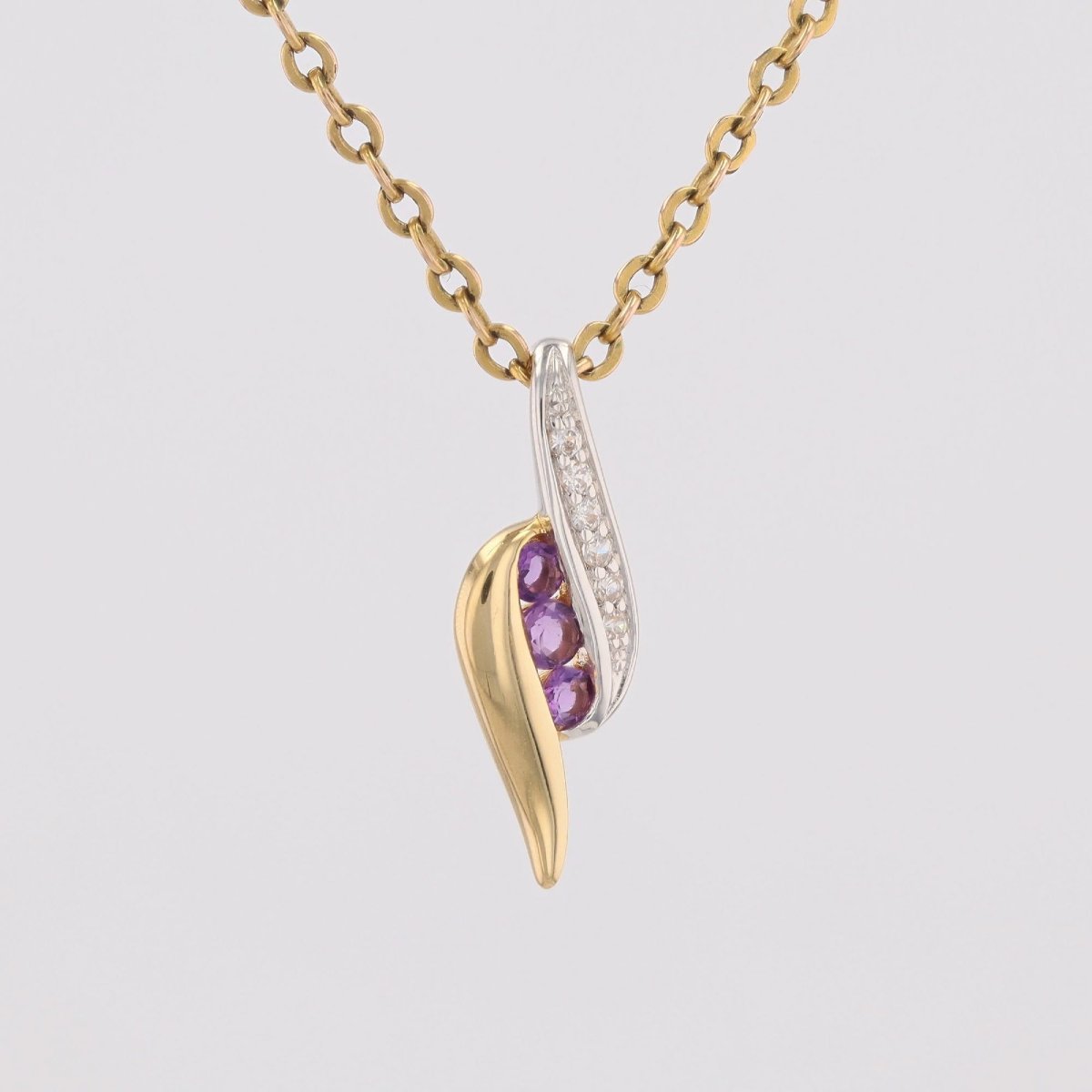 Amethyst And Diamond Pendant, Pre-owned Gold-photo-1