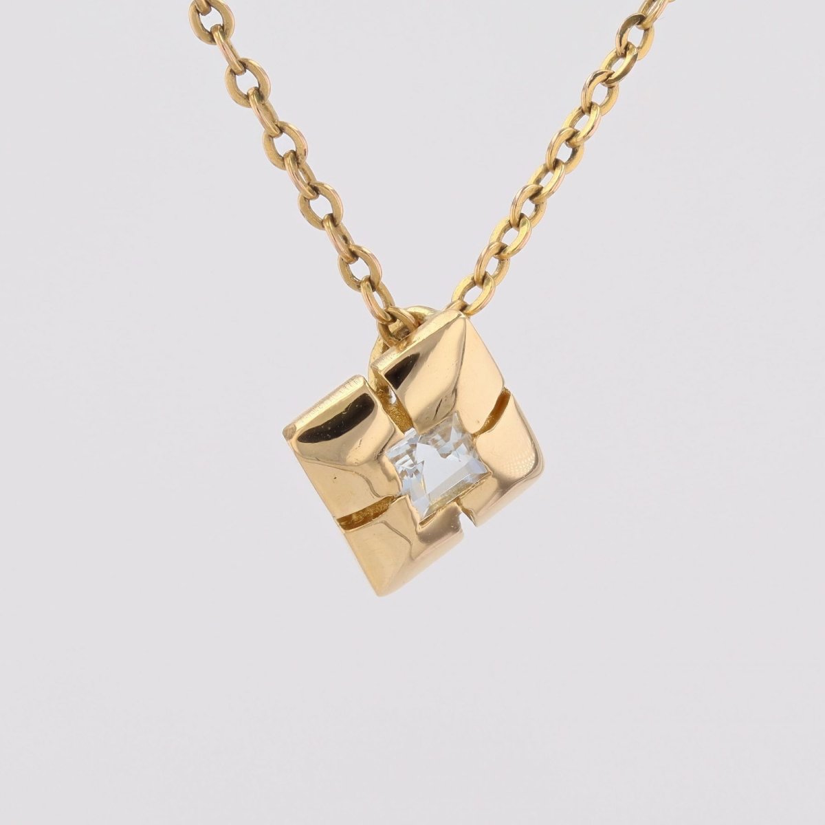 Square Pendant In Gold And Aquamarine-photo-2