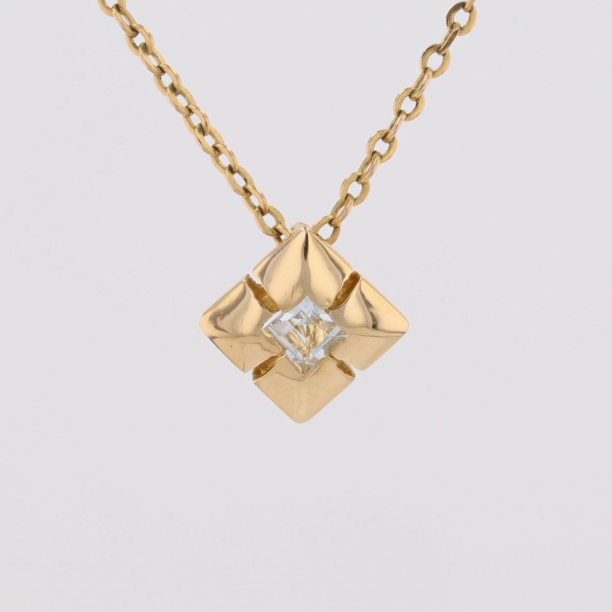 Square Pendant In Gold And Aquamarine-photo-5