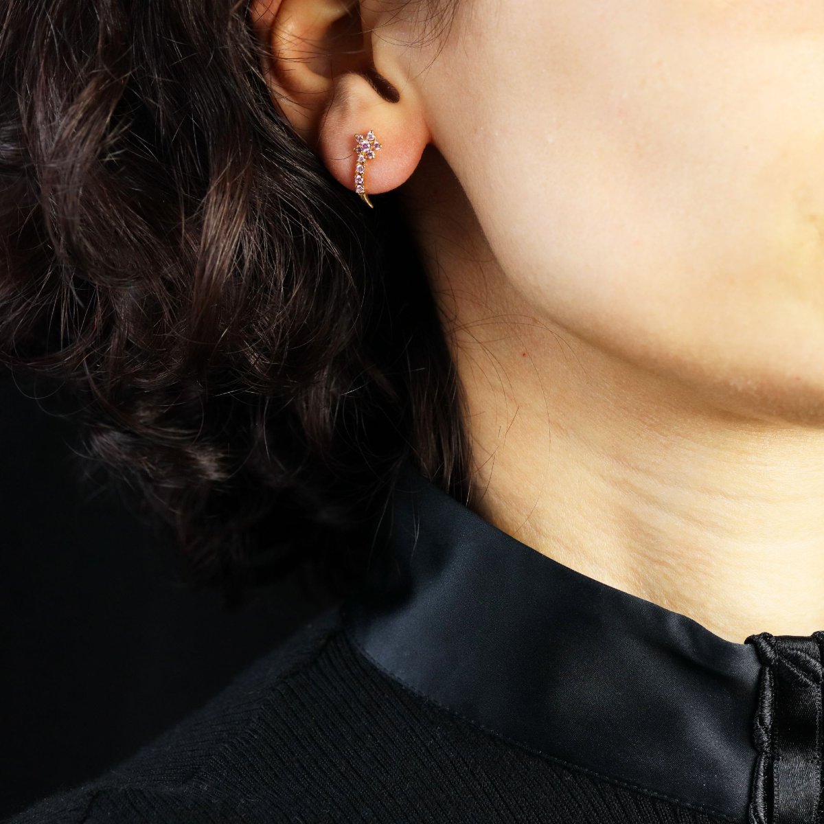 Shooting Star Pink Sapphire Stud Earrings-photo-2