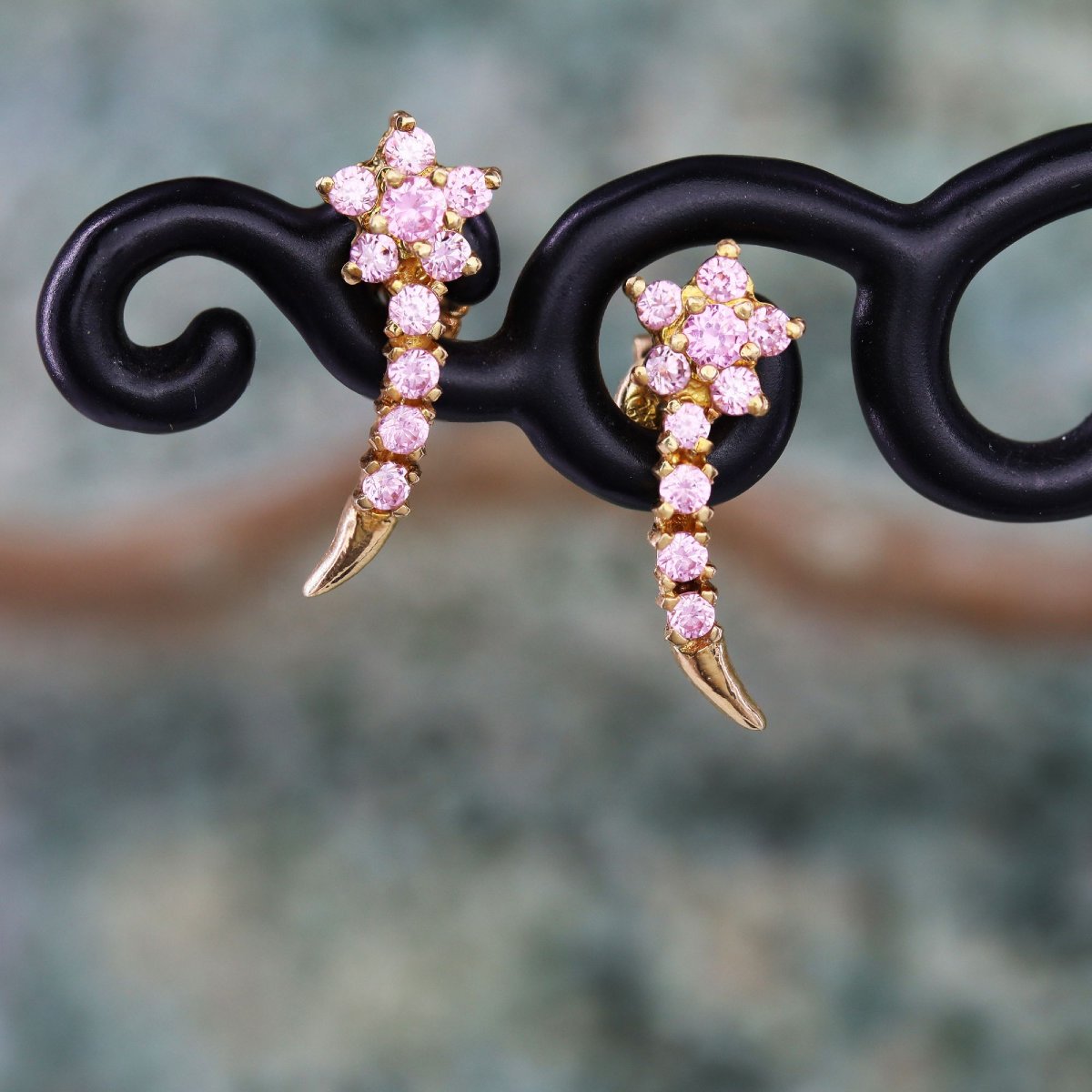 Shooting Star Pink Sapphire Stud Earrings-photo-3