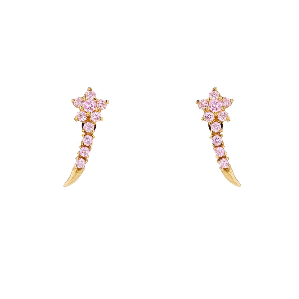 Shooting Star Pink Sapphire Stud Earrings
