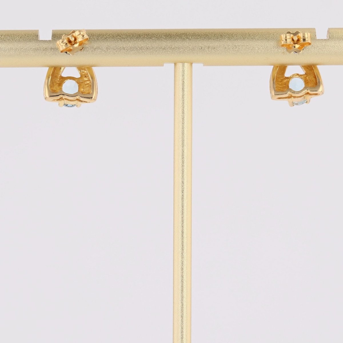 Yellow Gold Aquamarine Stud Earrings-photo-4