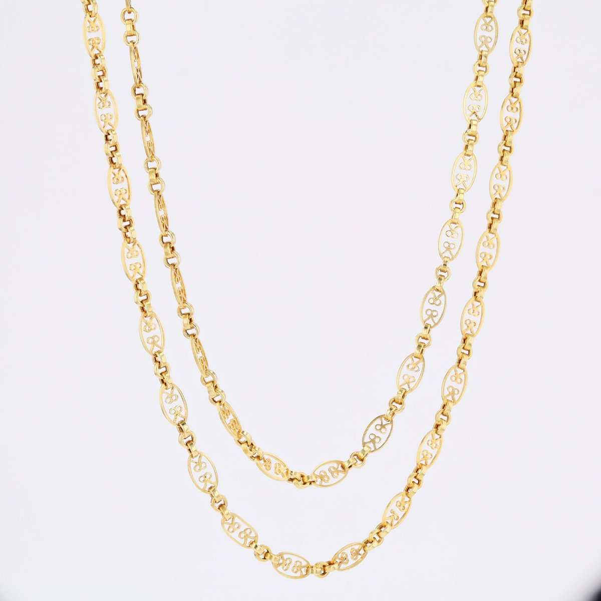 Antique Yellow Gold Sautoir Necklace-photo-1