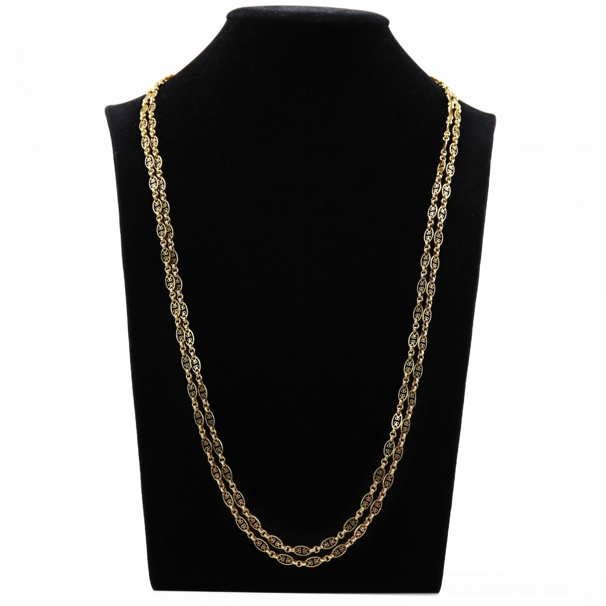 Antique Yellow Gold Sautoir Necklace-photo-4