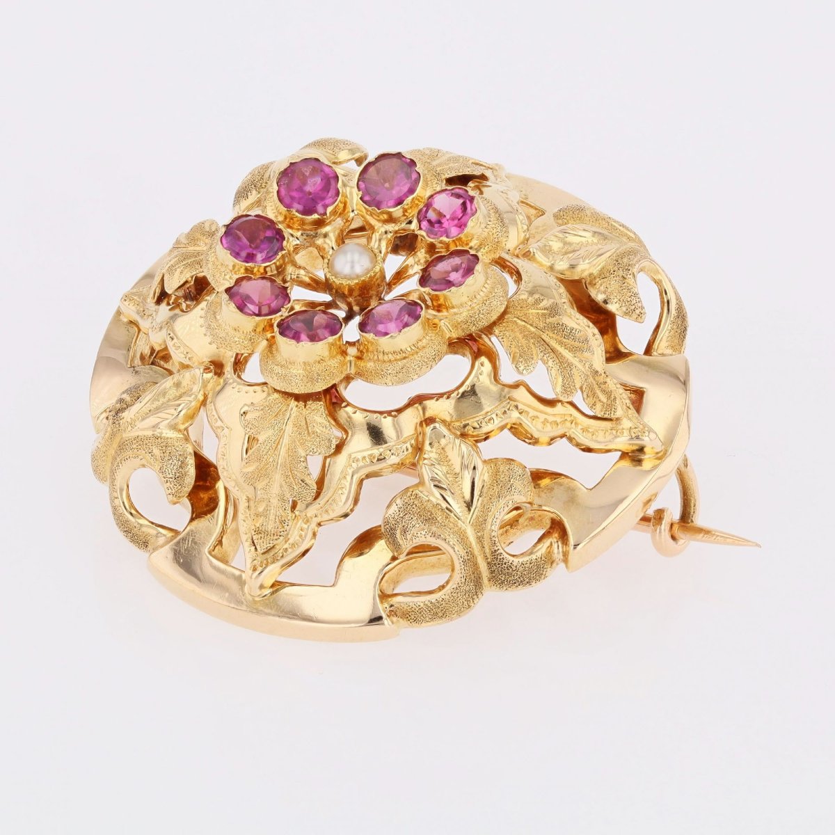 Antique Brooch With Fine Garnet Pearls-photo-3